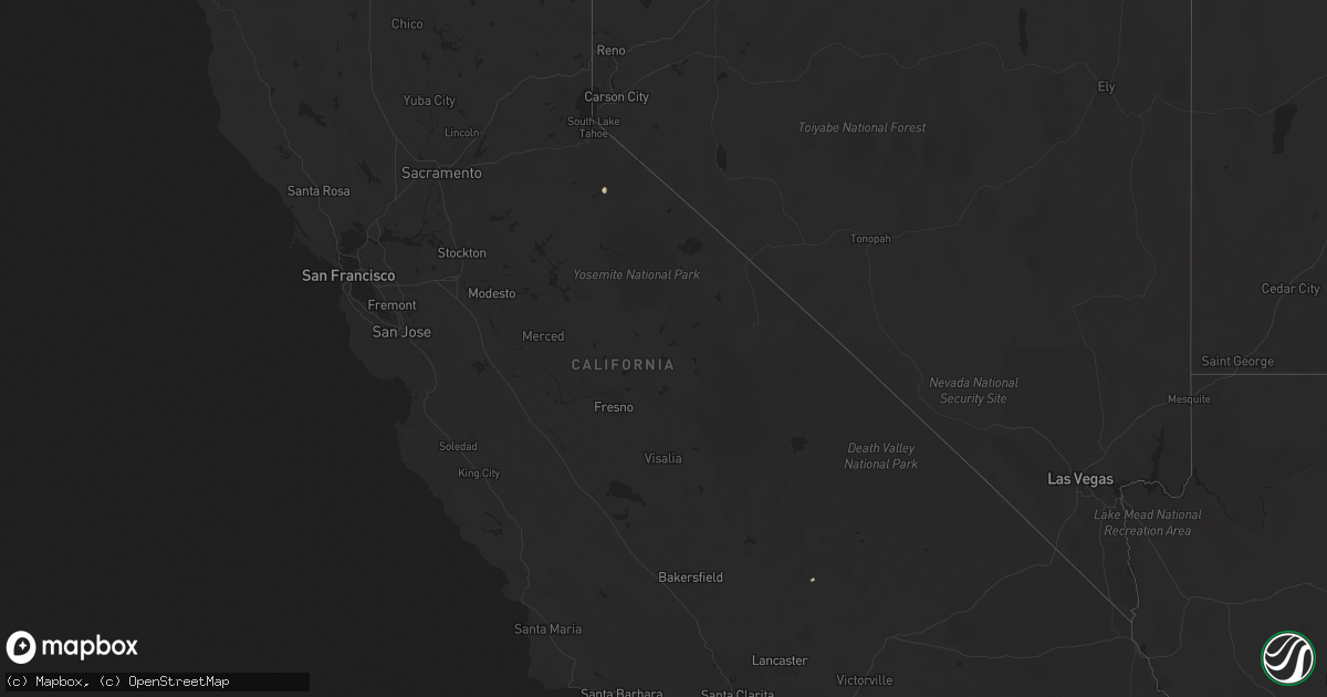 Hail map in California on May 21, 2023