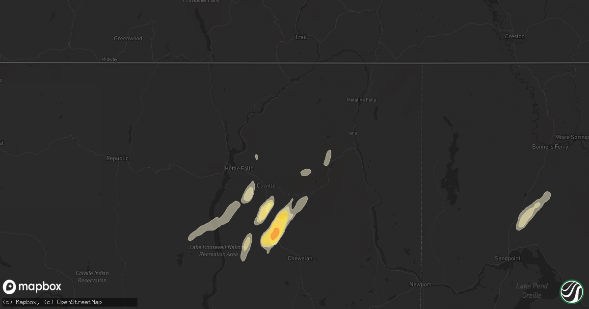 Hail map in Colville, WA on May 21, 2023