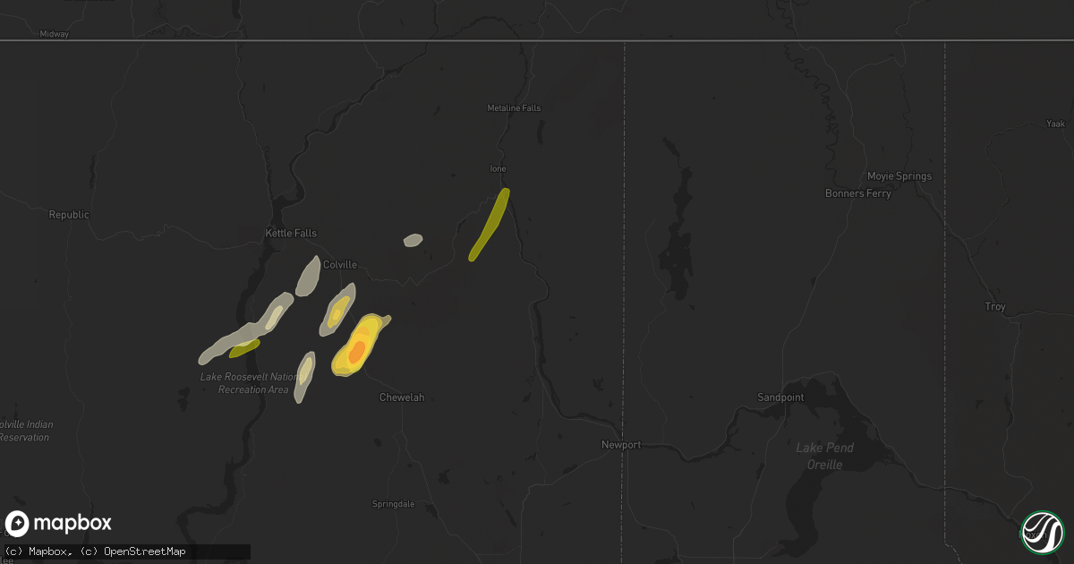 Hail map in Cusick, WA on May 21, 2023