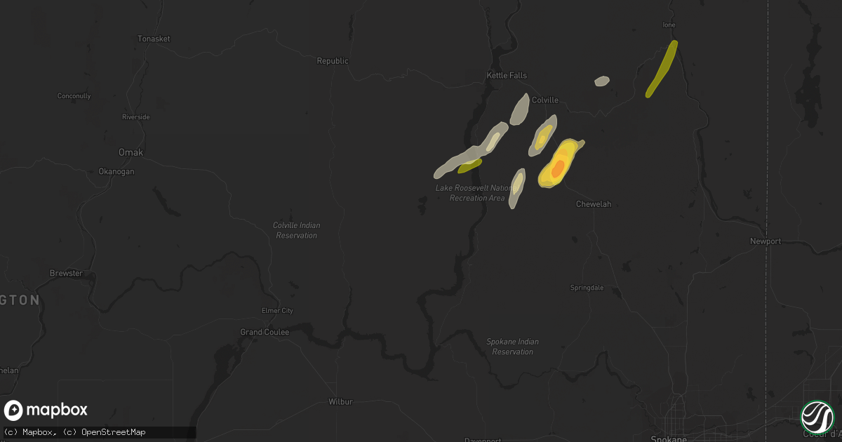 Hail map in Inchelium, WA on May 21, 2023
