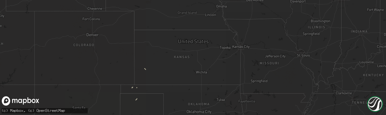 Hail map in Kansas on May 21, 2023