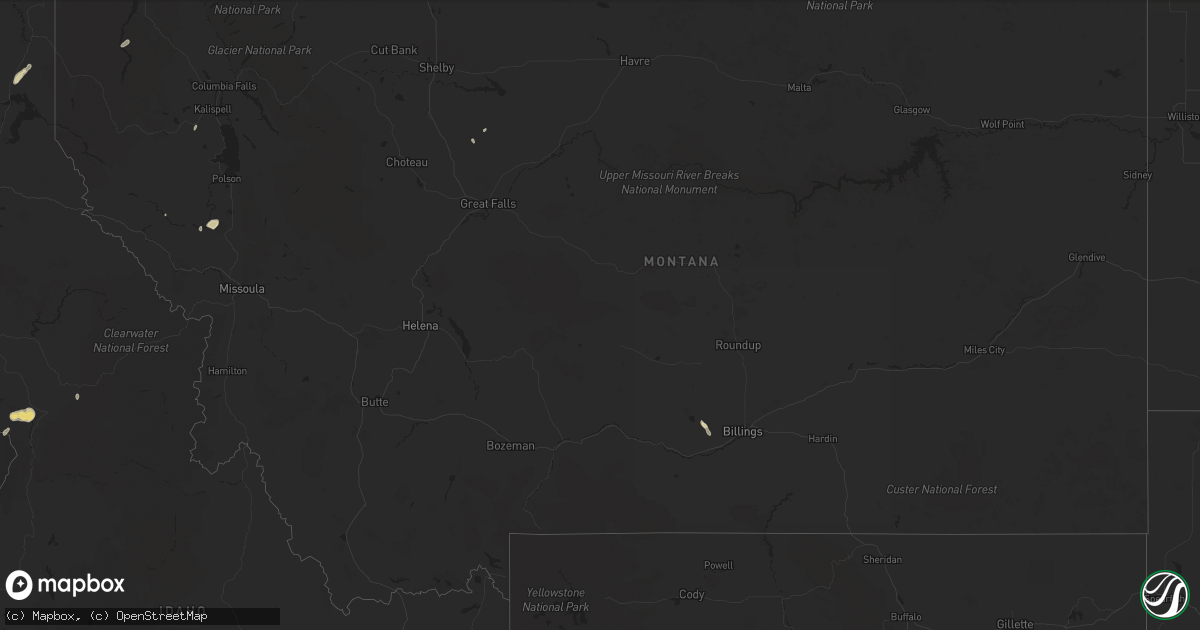 Hail map in Montana on May 21, 2023