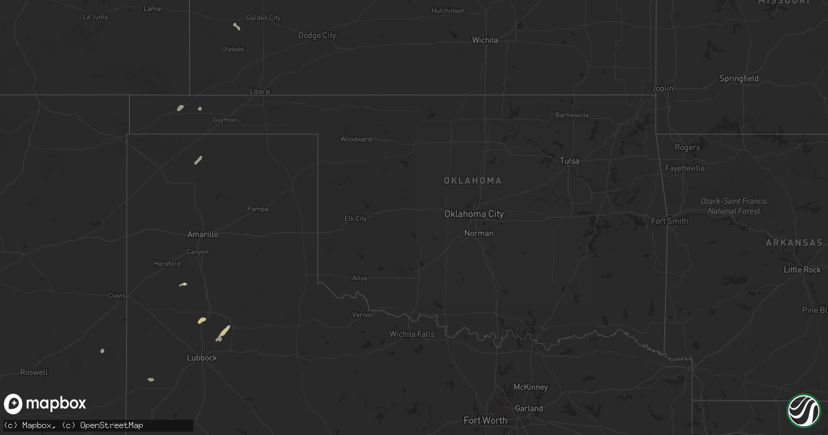 Hail map in Oklahoma on May 21, 2023
