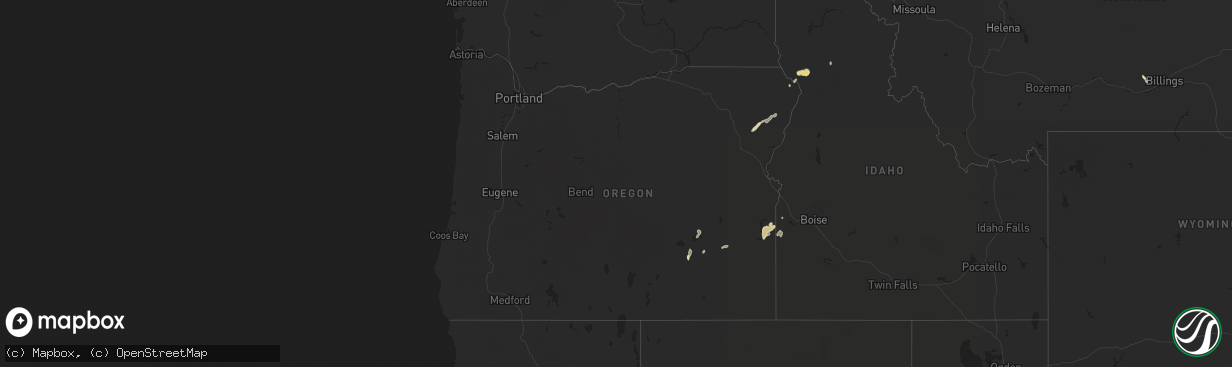 Hail map in Oregon on May 21, 2023