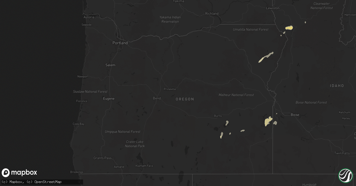Hail map in Oregon on May 21, 2023