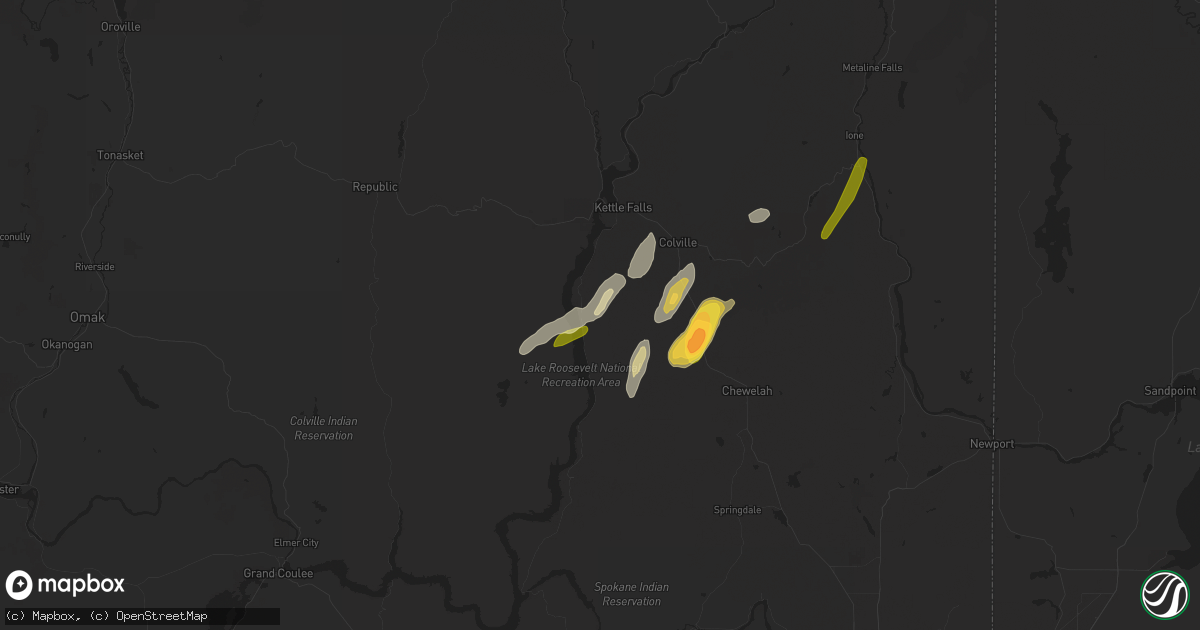Hail map in Rice, WA on May 21, 2023