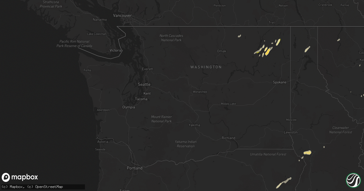 Hail map in Washington on May 21, 2023