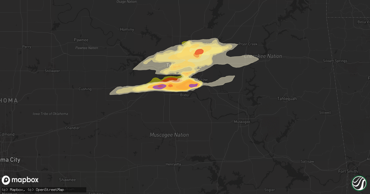 Hail map in Bixby, OK on May 21, 2024
