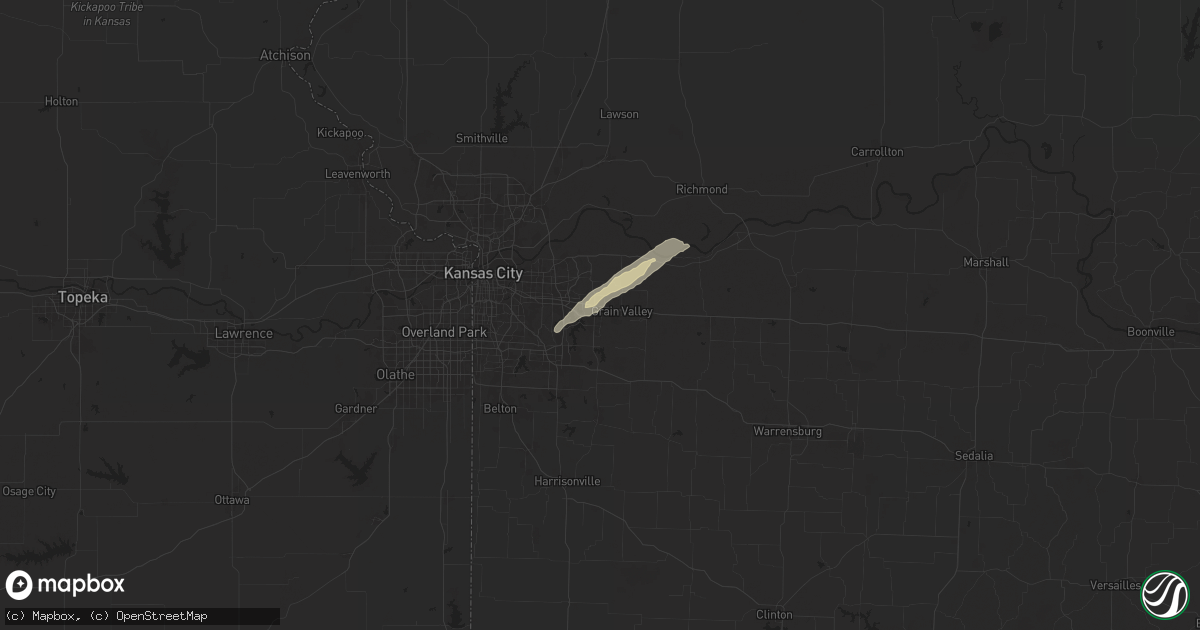 Hail map in Blue Springs, MO on May 21, 2024
