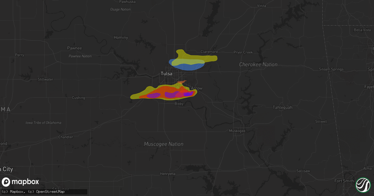 Hail map in Broken Arrow, OK on May 21, 2024