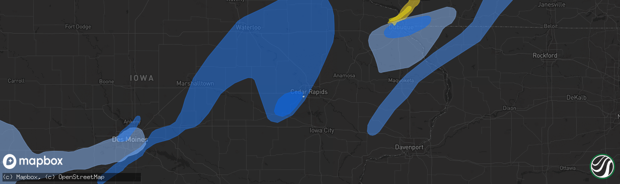 Hail map in Cedar Rapids, IA on May 21, 2024
