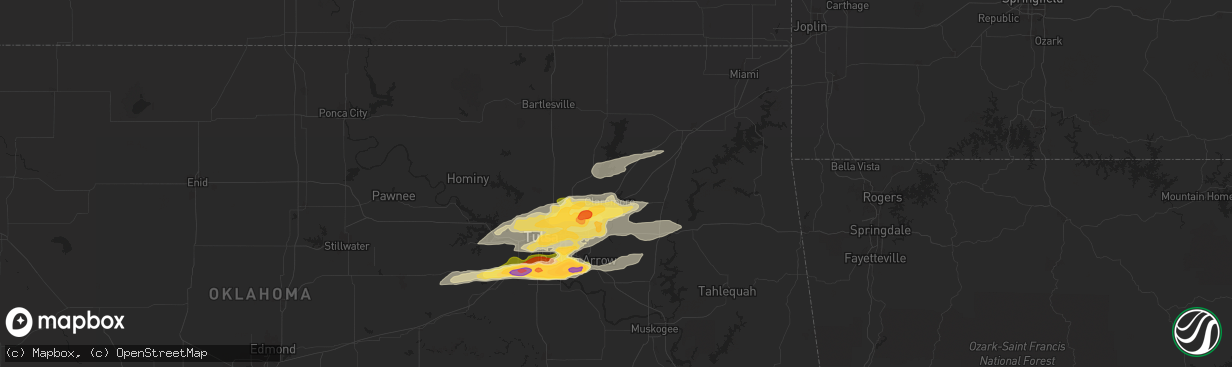 Hail map in Claremore, OK on May 21, 2024