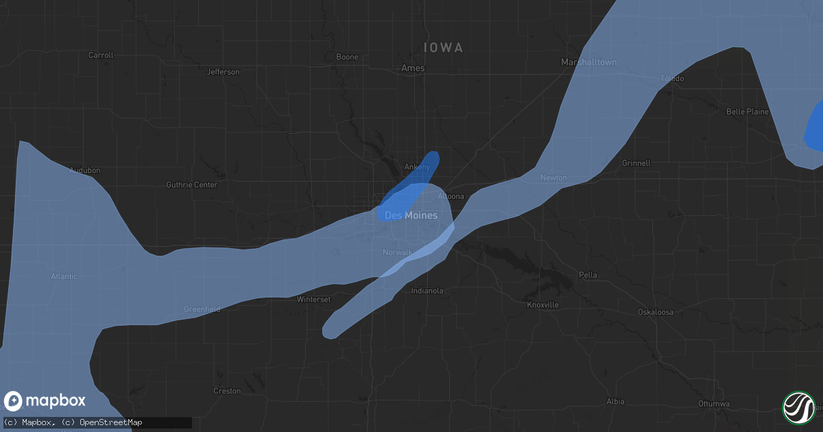 Hail map in Des Moines, IA on May 21, 2024