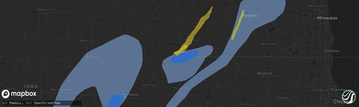 Hail map in Dubuque, IA on May 21, 2024