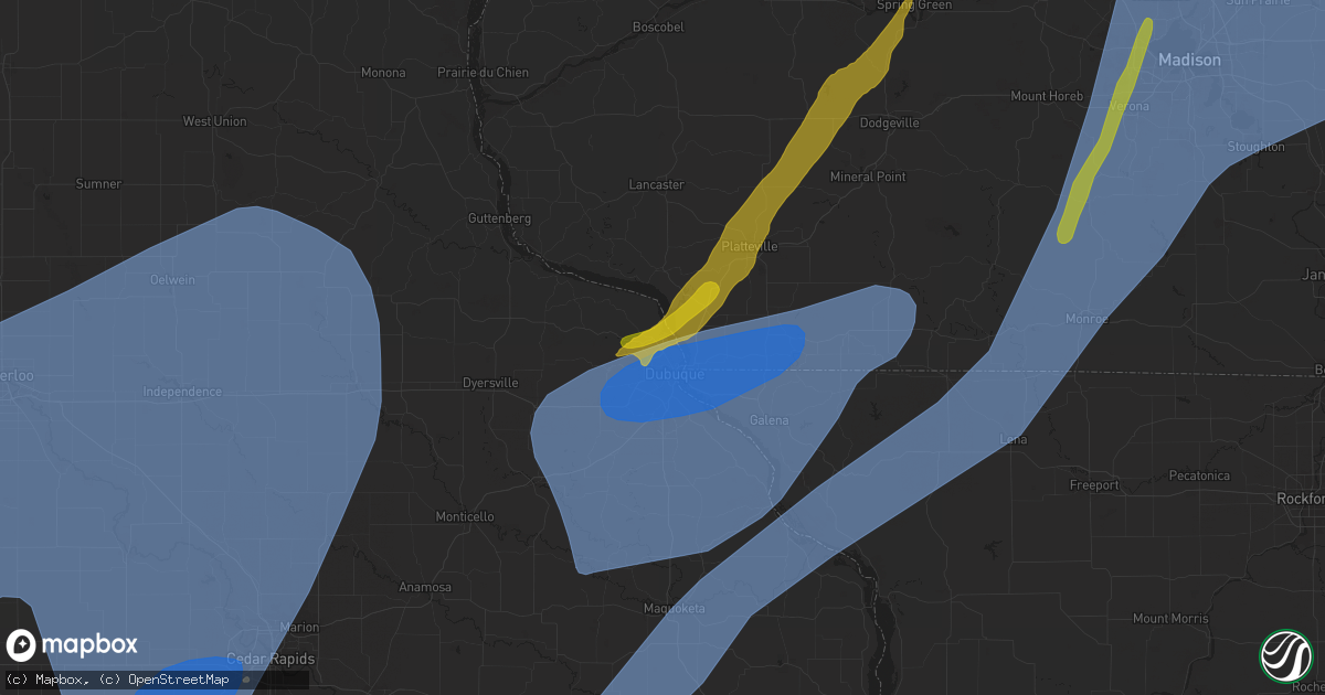 Hail map in Dubuque, IA on May 21, 2024