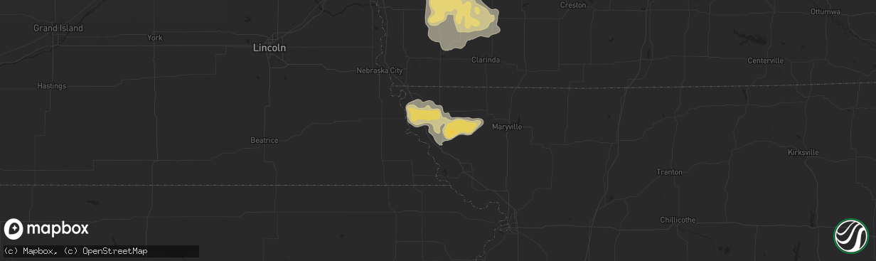 Hail map in Fairfax, MO on May 21, 2024