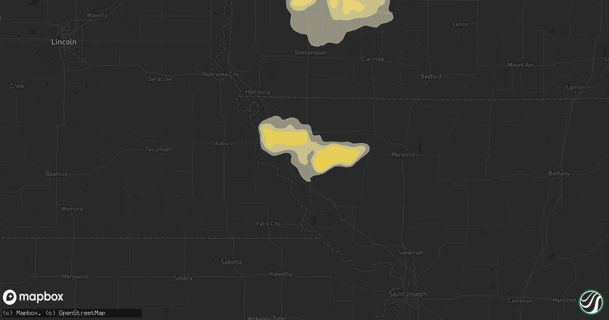 Hail map in Fairfax, MO on May 21, 2024