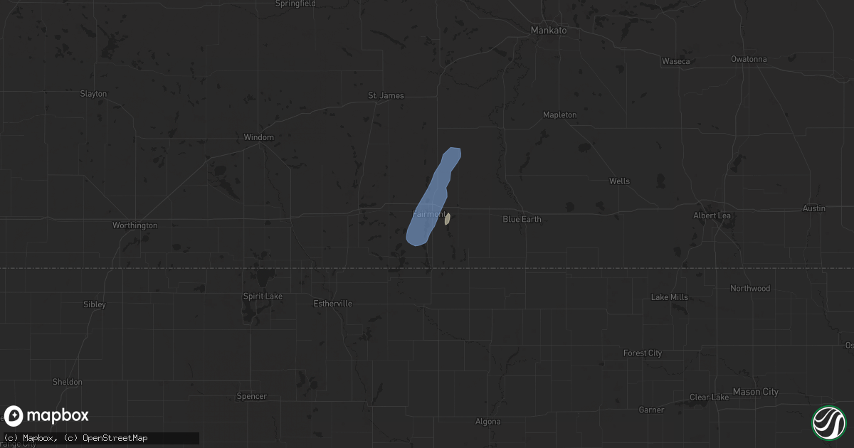 Hail map in Fairmont, MN on May 21, 2024