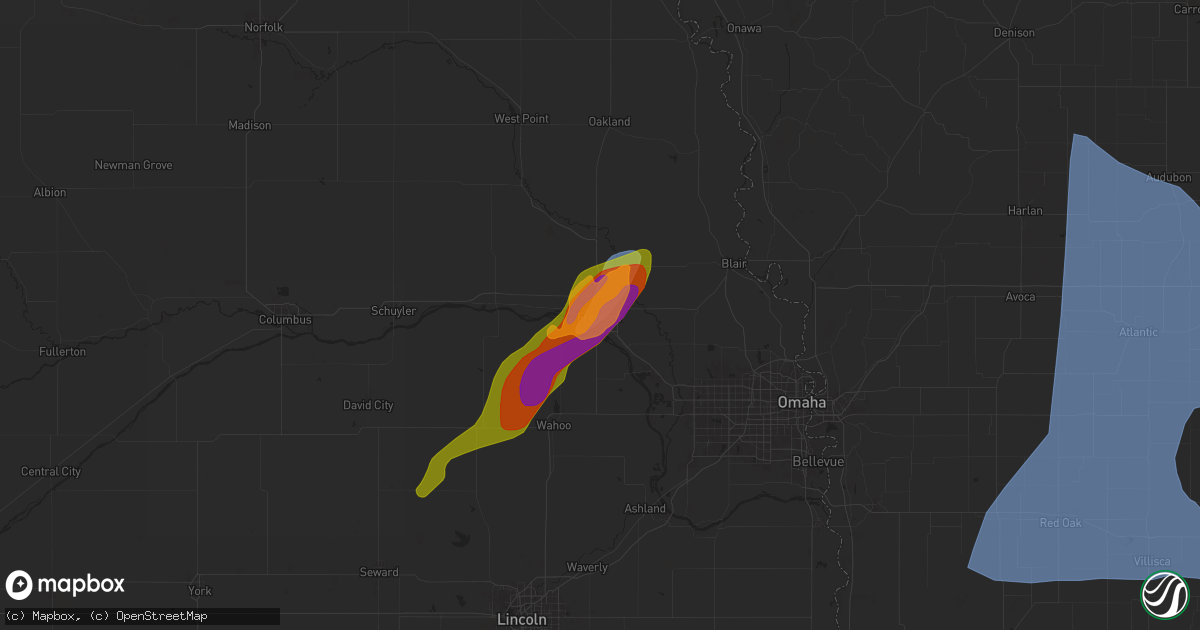 Hail map in Fremont, NE on May 21, 2024