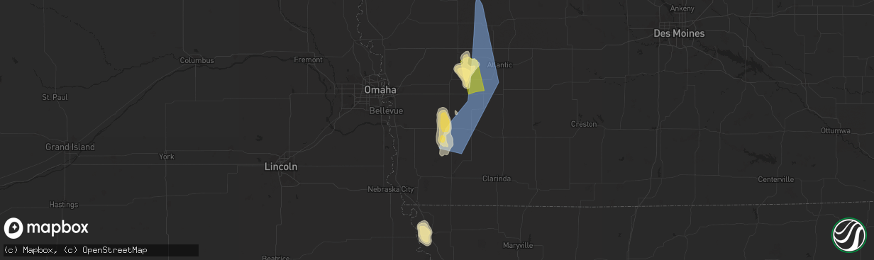 Hail map in Hastings, IA on May 21, 2024