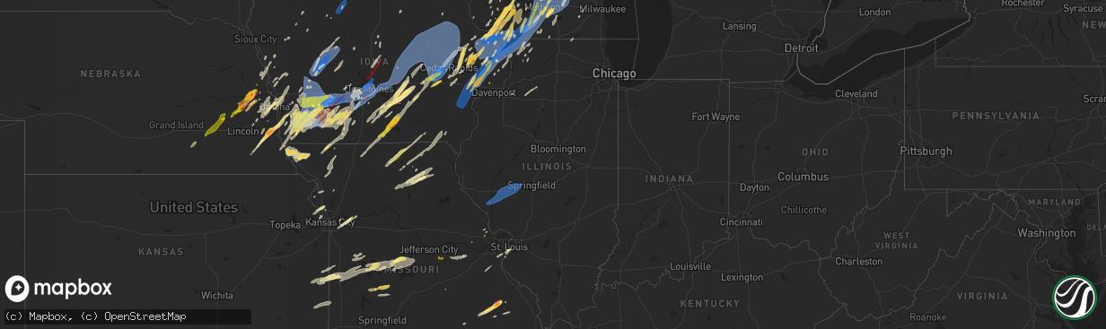 Hail map in Illinois on May 21, 2024