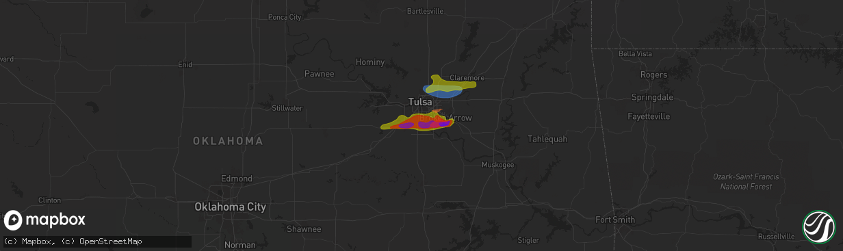 Hail map in Jenks, OK on May 21, 2024
