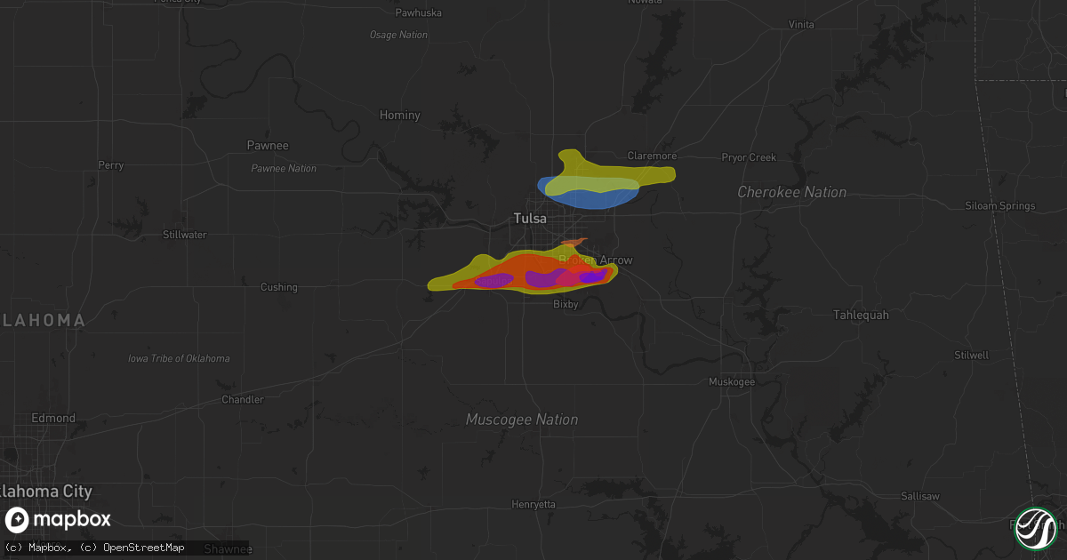 Hail map in Jenks, OK on May 21, 2024