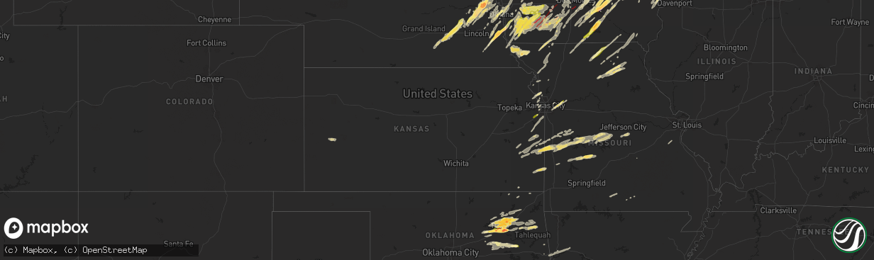 Hail map in Kansas on May 21, 2024