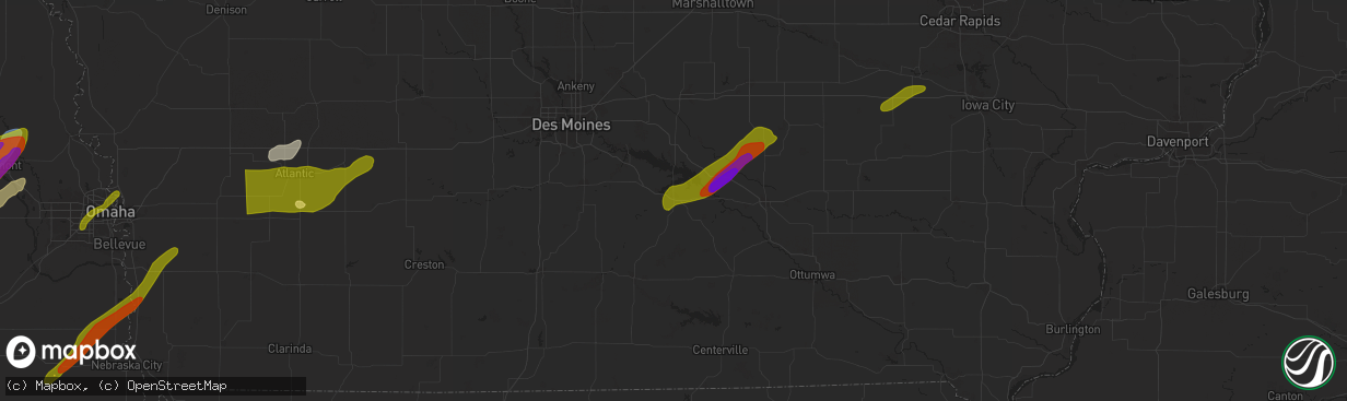 Hail map in Knoxville, IA on May 21, 2024