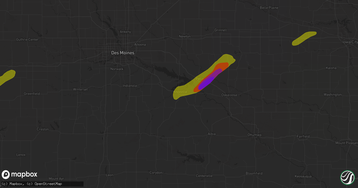Hail map in Knoxville, IA on May 21, 2024