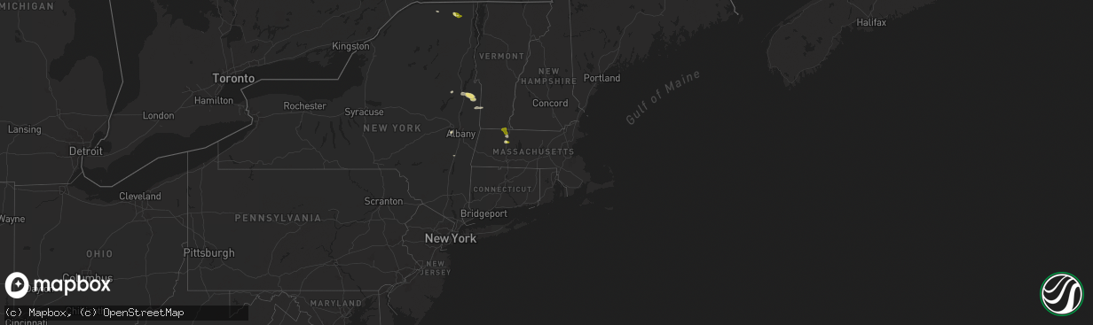 Hail map in Massachusetts on May 21, 2024