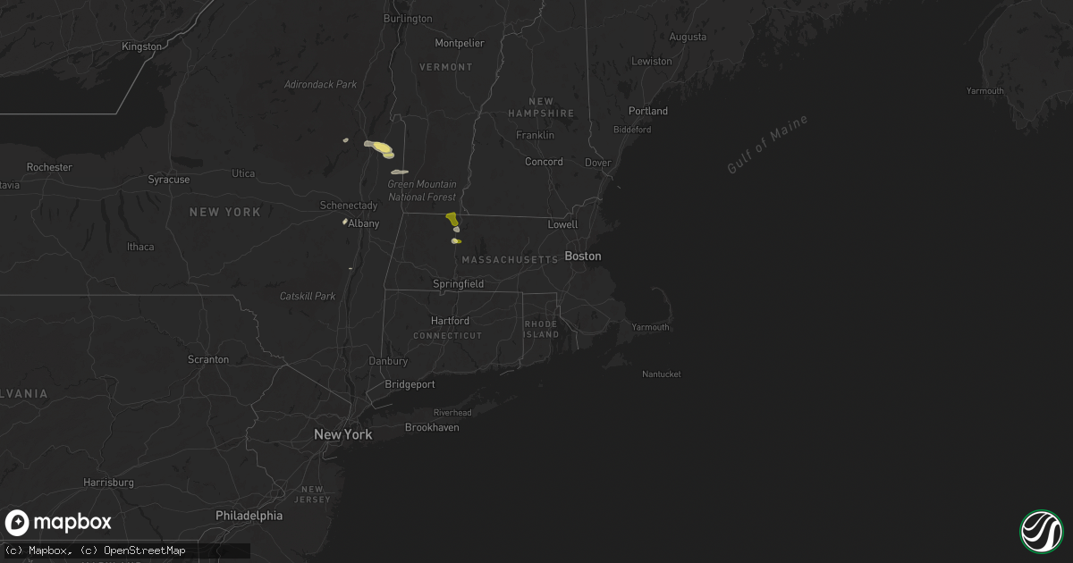Hail map in Massachusetts on May 21, 2024
