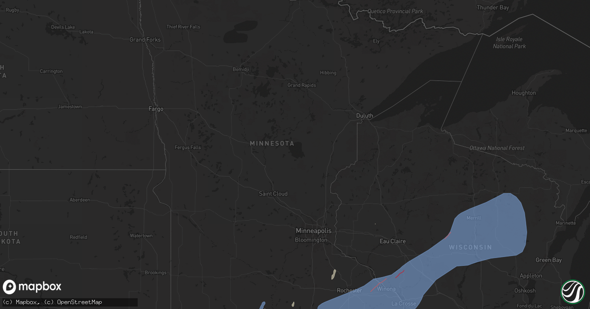 Hail map in Minnesota on May 21, 2024
