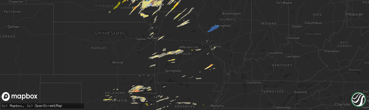 Hail map in Missouri on May 21, 2024