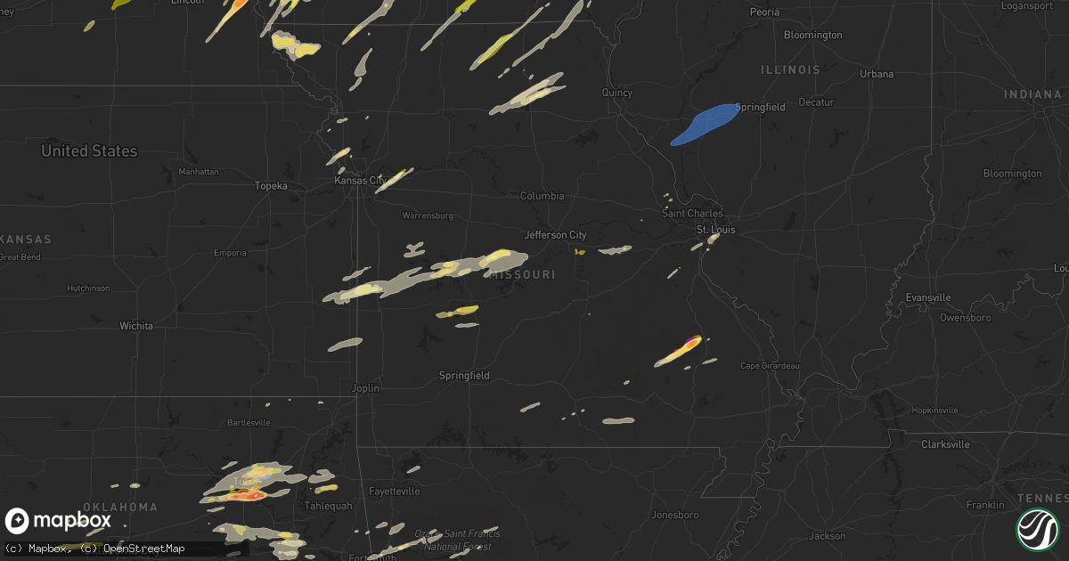 Hail map in Missouri on May 21, 2024