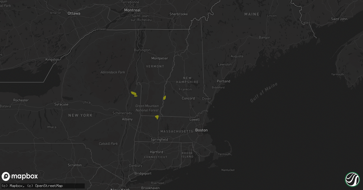 Hail map in New Hampshire on May 21, 2024