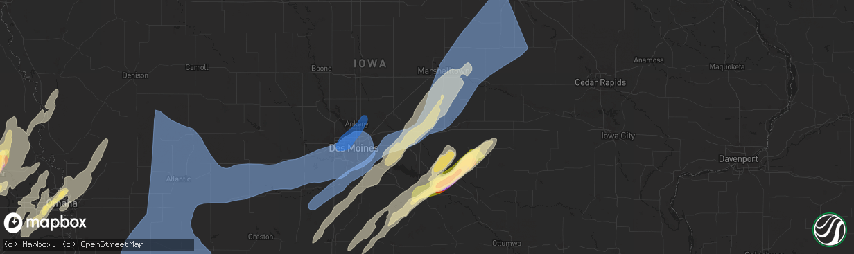 Hail map in Newton, IA on May 21, 2024