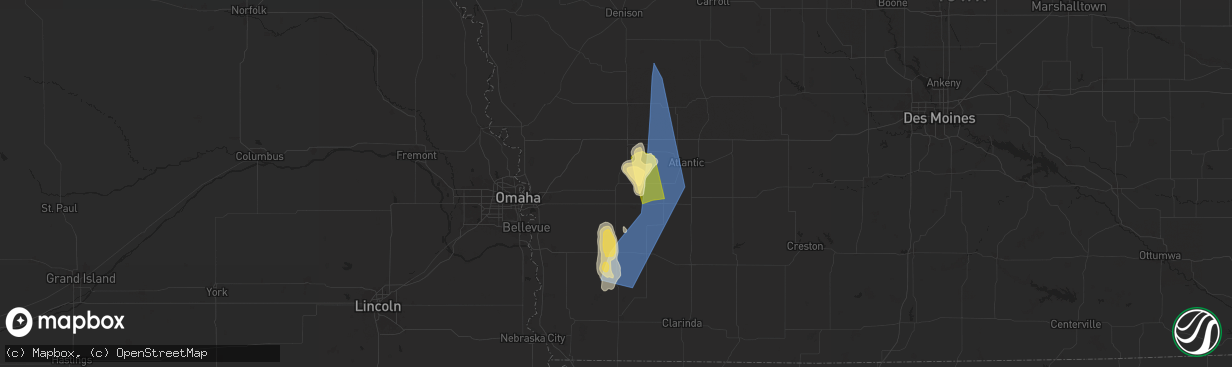 Hail map in Oakland, IA on May 21, 2024