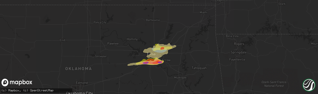 Hail map in Owasso, OK on May 21, 2024