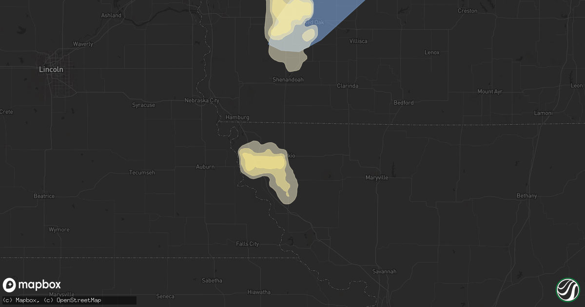 Hail map in Tarkio, MO on May 21, 2024