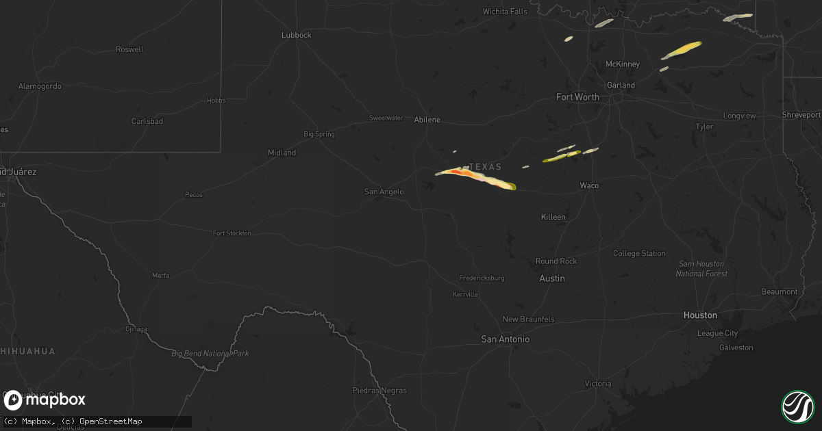 Hail map in Texas on May 21, 2024
