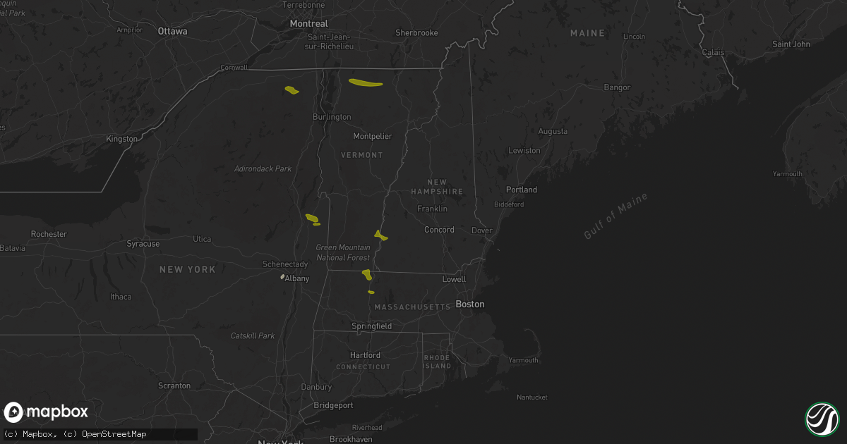 Hail map in Vermont on May 21, 2024