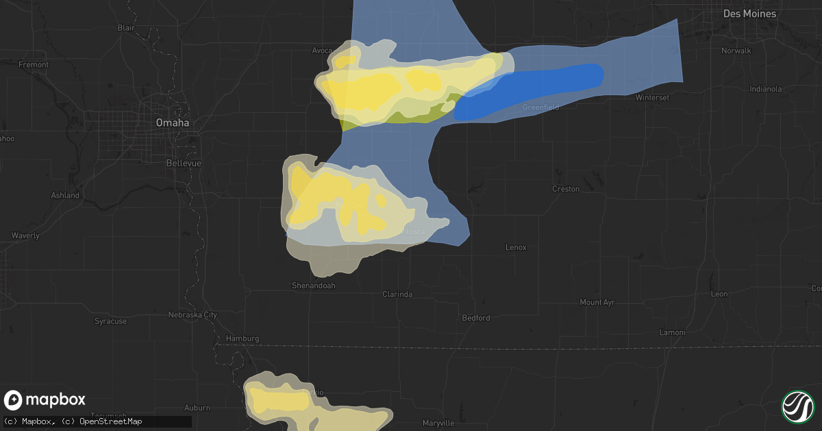 Hail map in Villisca, IA on May 21, 2024