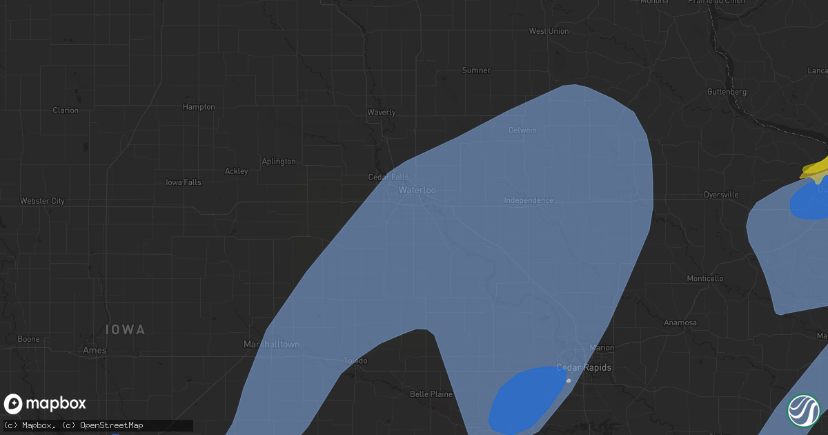 Hail map in Waterloo, IA on May 21, 2024