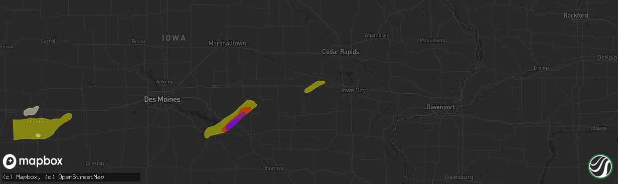 Hail map in Williamsburg, IA on May 21, 2024