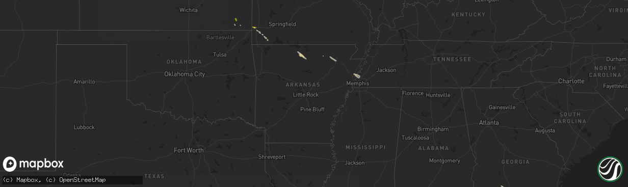 Hail map in Arkansas on May 21, 2025