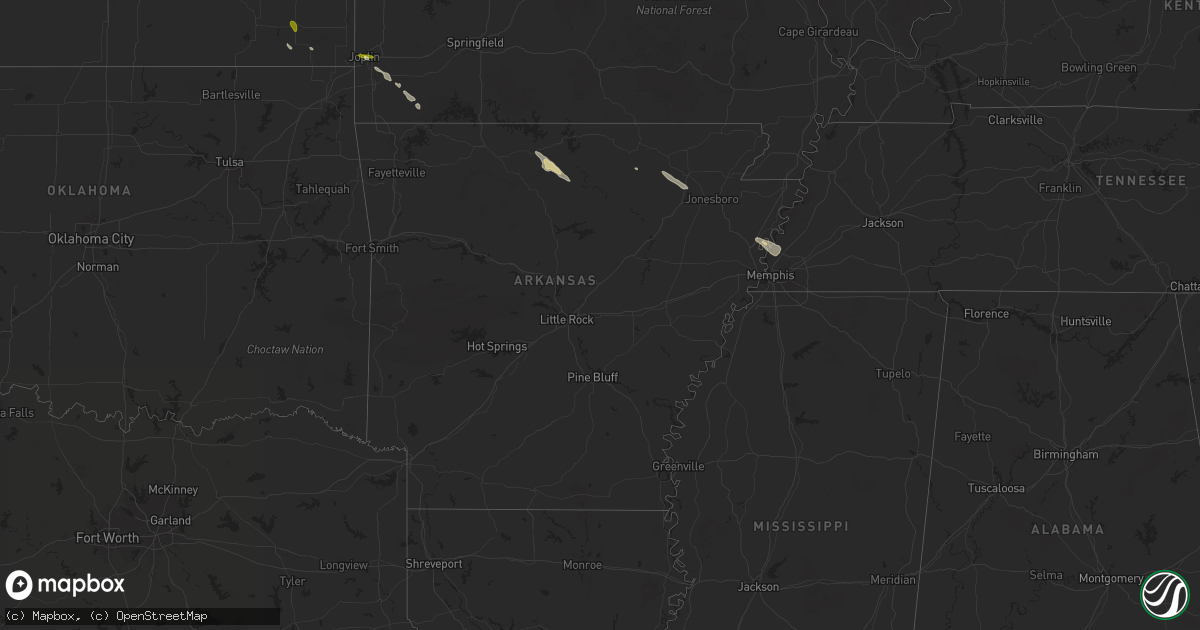 Hail map in Arkansas on May 21, 2025