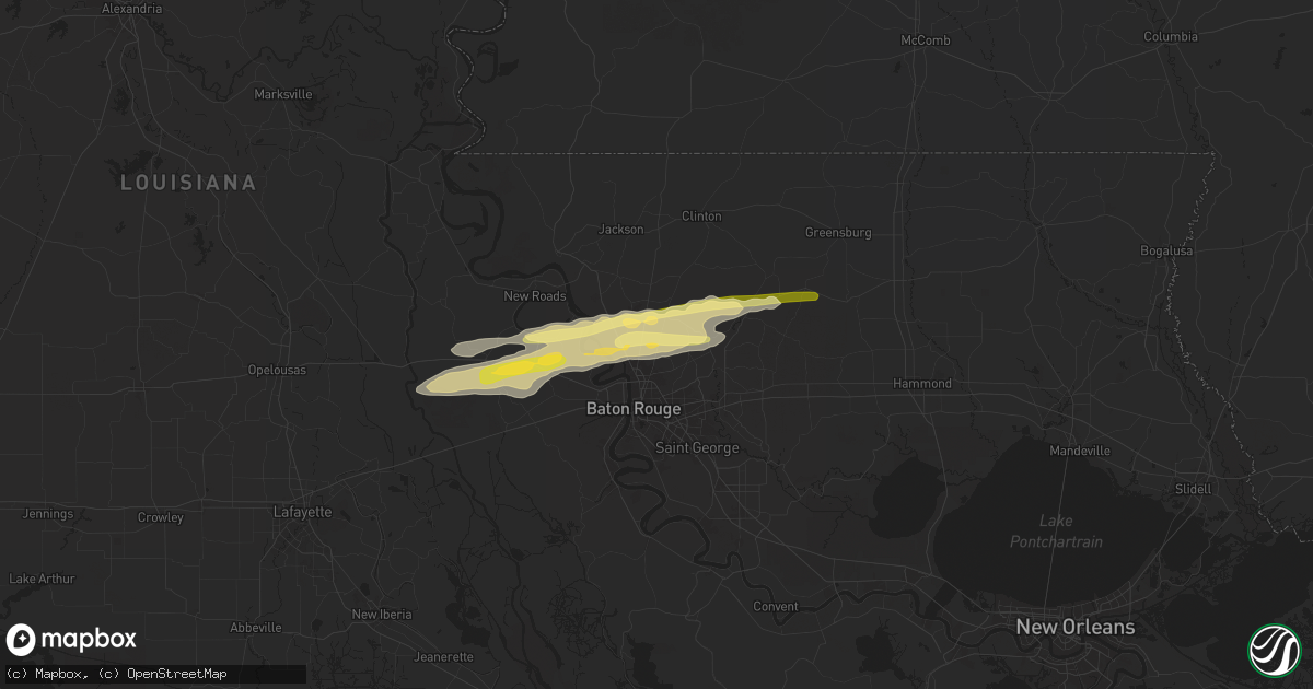 Hail map in Baker, LA on May 21, 2025