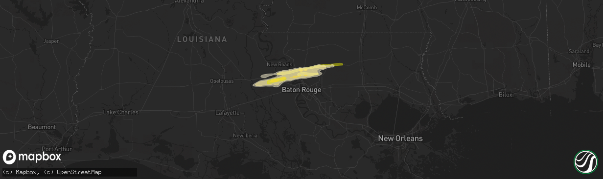 Hail map in Baton Rouge, LA on May 21, 2025