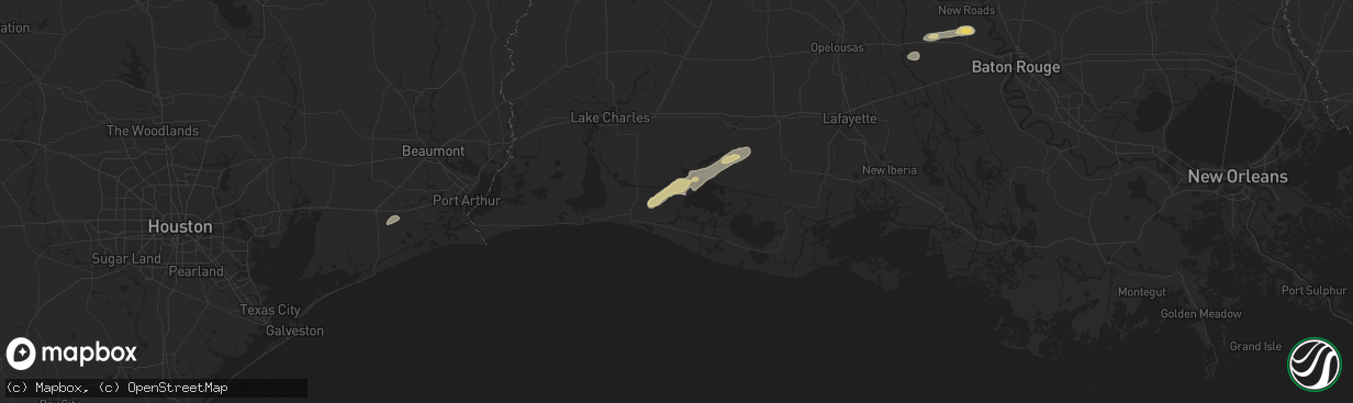 Hail map in Creole, LA on May 21, 2025